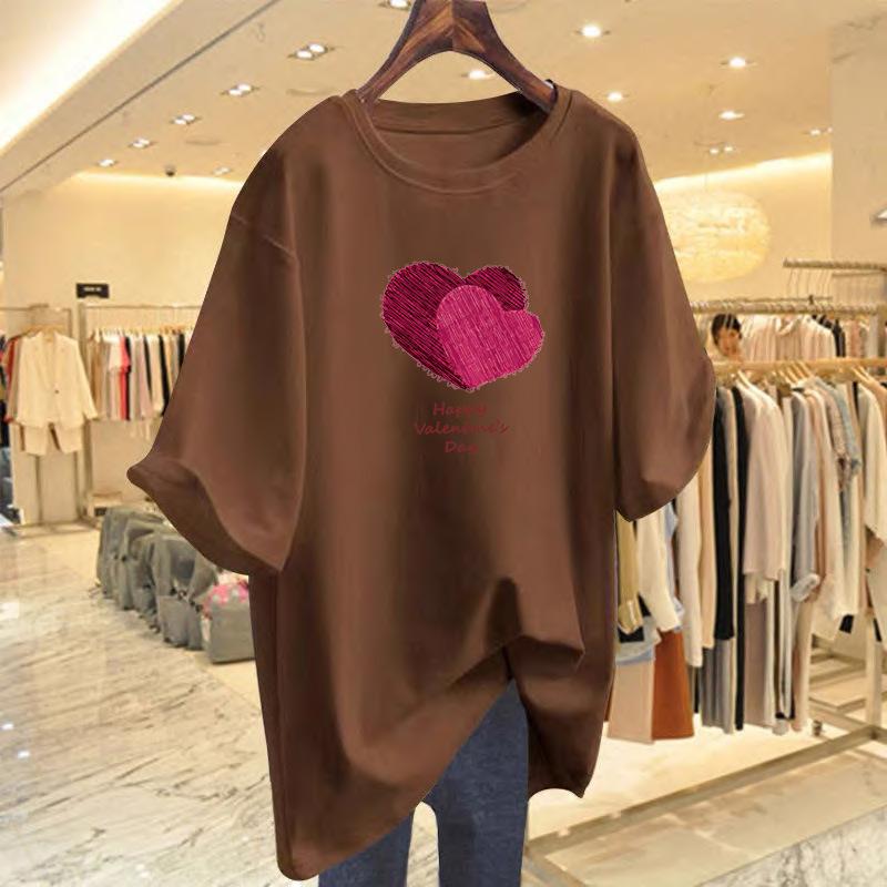 Pure cotton new t-shirt women's summer love pattern printing loose casual design bottoming shirt short sleeve isn't top