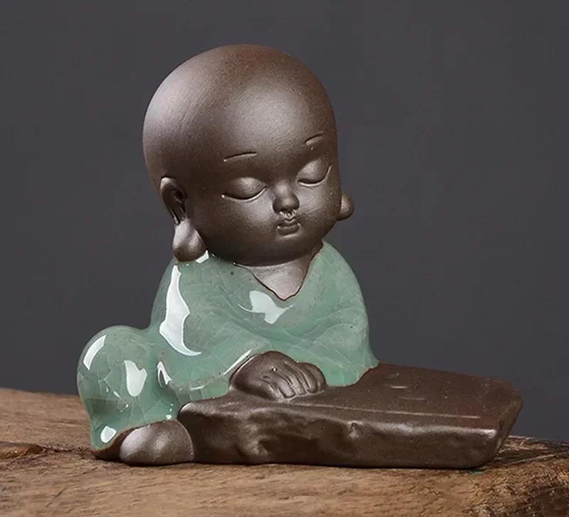 

Креативные Фигурки Монахов из Фиолетовой Глины для Чайной Церемонии Маленькие Статуэтки Ручной Работы Аксессуары для Чайных Наборов Поделки