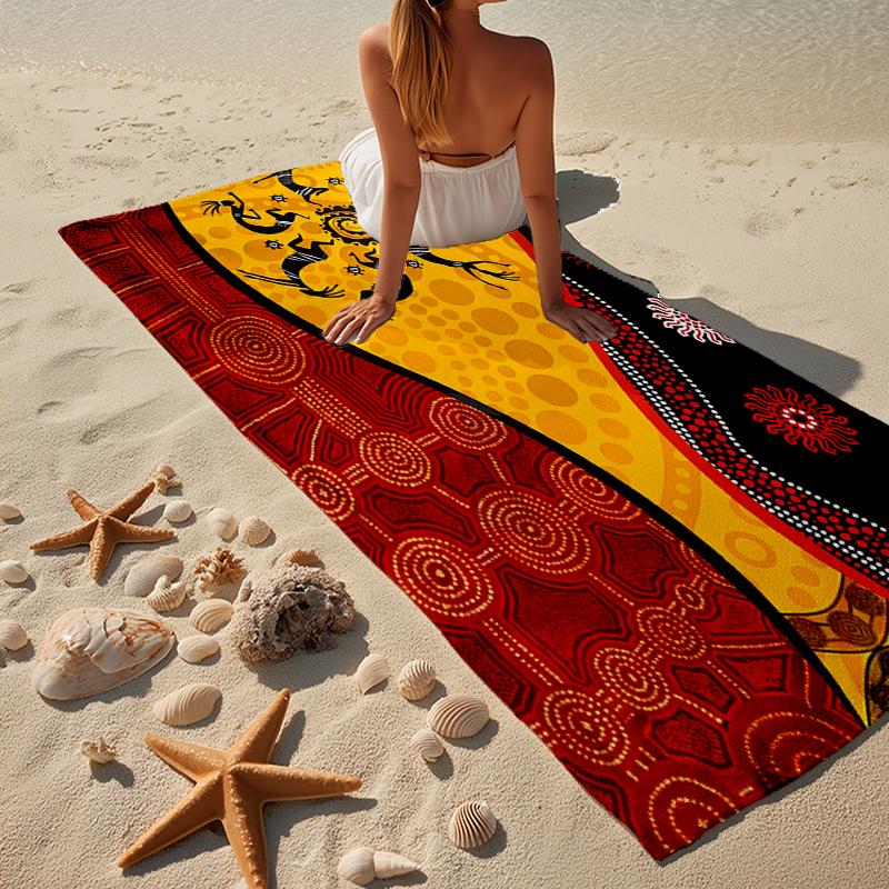 Sunrise Australian Indigenous Art Beach Towel, Super Soft Microfiber, Gift for Her/Him, Birthday, for Pool, Beach, Travel, Home Decor Fan Gifts