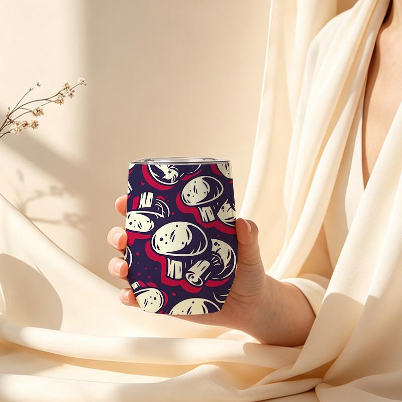 355ml Eggshell Cup White Mushroom Graffiti Element Wine Travel Cup Mini Stainless Cool Cup Mini Pocket Cup Travel Cup 355ml Eggshell Cup