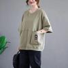 Women's Plus Size Loose Pullover Short Sleeve Top Breathable Casual Round Neck Short Sleeve