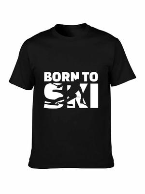 Born To Ski Tees Teenage Short Sleeves Tops T Shirts New Coming 100 Cotton Summer O Neck Vintage Style T Shirt