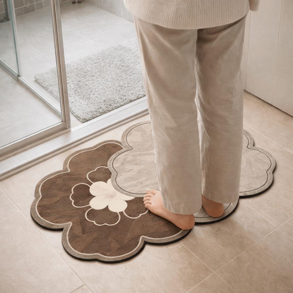 Modern Style Non-Slip Diatomite Bathroom Mat Wear-resistant Quick Dry Flower Door Mat Soft Water-absorbing Kitchen Rug Bathroom