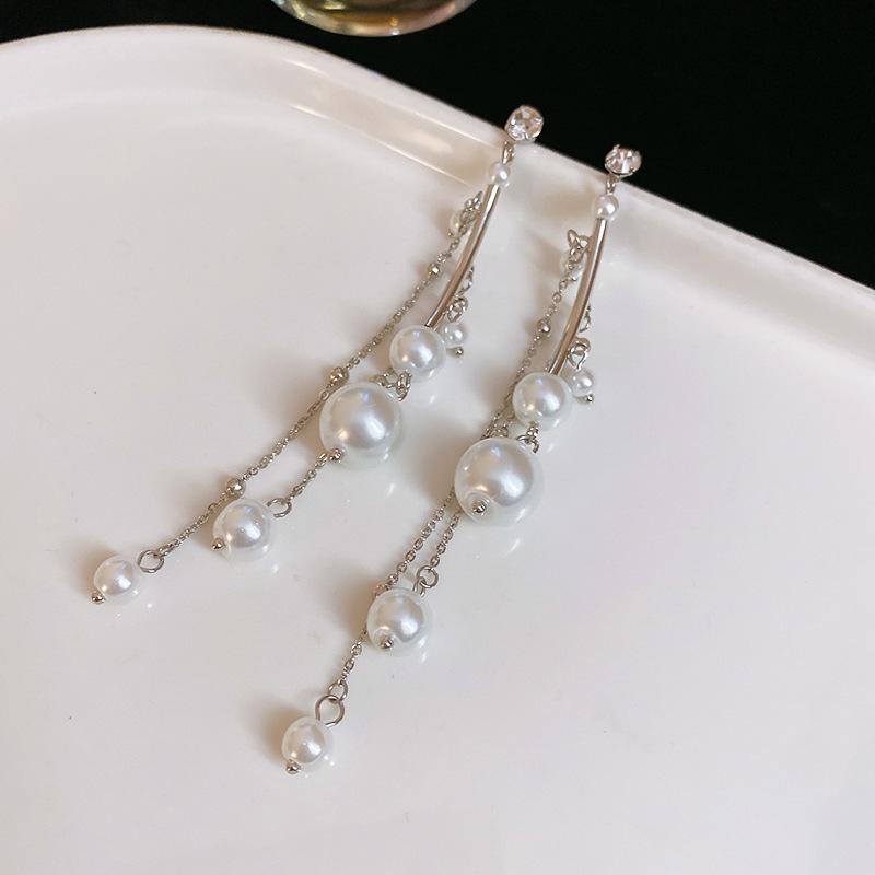 

Французские ретро серьги с жемчужной бахромой, преувеличенные нишевые серьги высокого класса, модные универсальные серьги с темпераментом