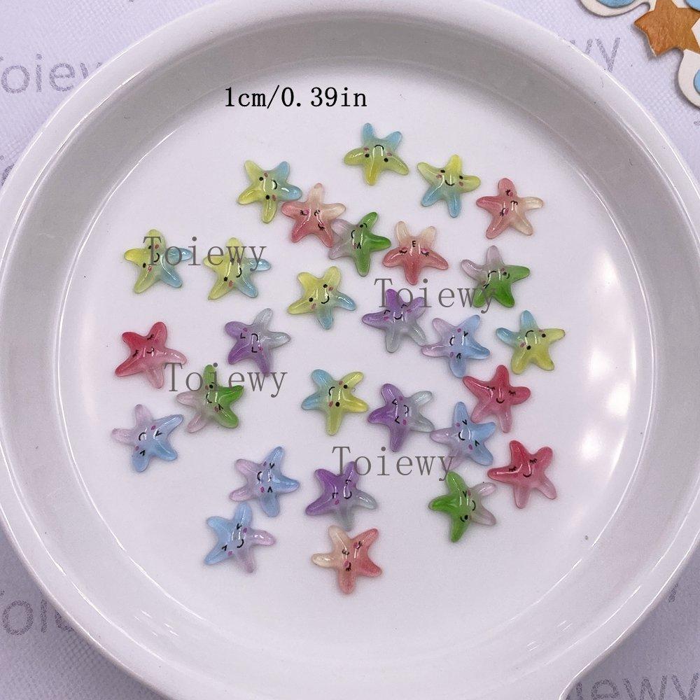 100pcs Resin Mini Colorful Kawaii Starfish Art Nail Flat back Star Rhinestone Accessories Scrapbook DIY Wedding Christmas Crafts