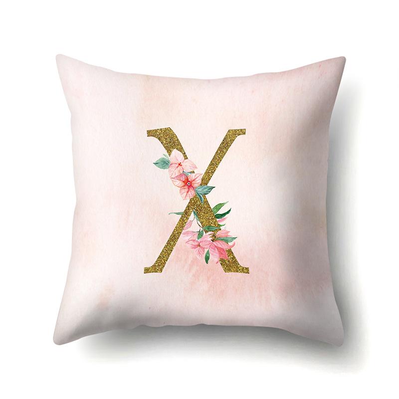 Polyester Pillowcase Home Fantasy Watercolor Print Pillowcase 26 English Letter Cushion Cover