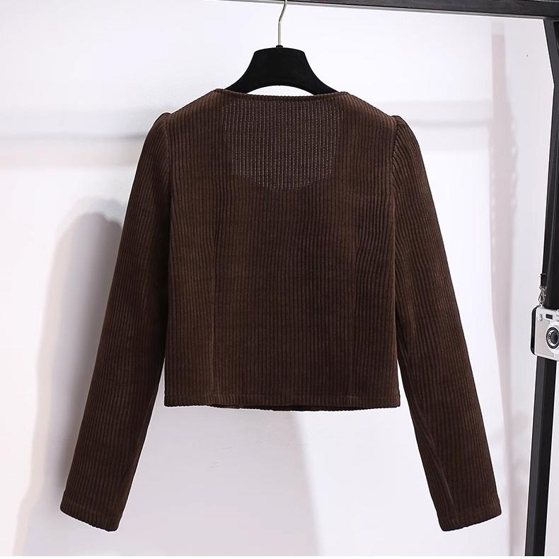 Red Corduroy Jacket Mini Skirt Women's Fashionable Two Piece Set Autumn Season Elegant and Stylish Clothing