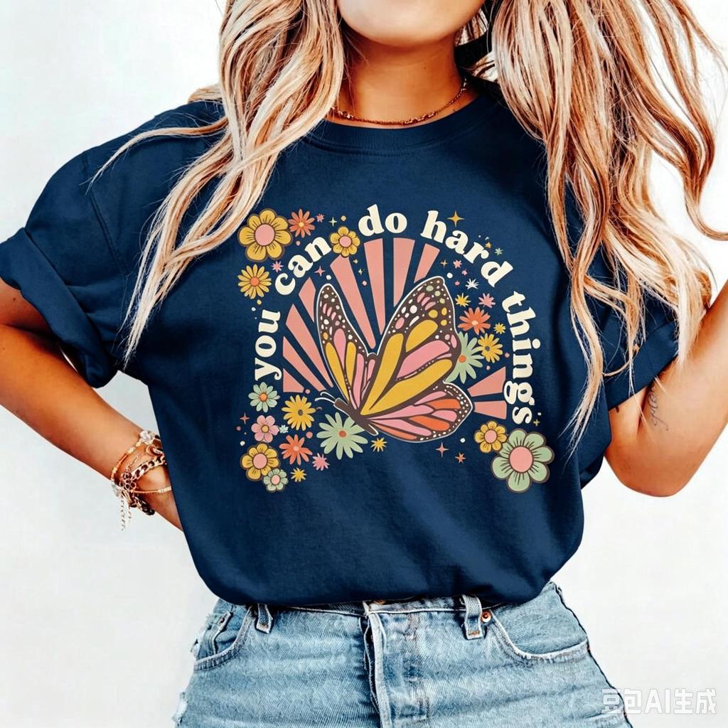 Coquette Butterfly Graphic Tees For Women Cute Flower Butterfly Aesthetic T Shirts Back To School Summer Vacation Casual Tops