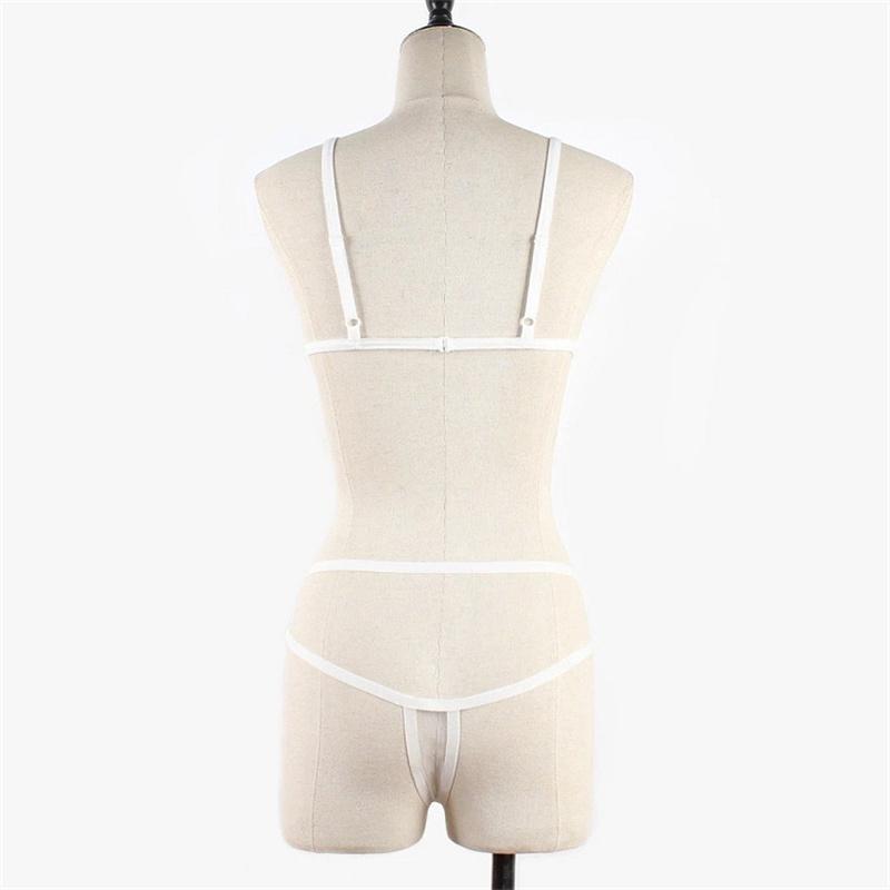 Womens Mesh Sheer Sexy Lingerie Sets See Through Bralette Bra Bustier Underwear + Panties Underwear Female