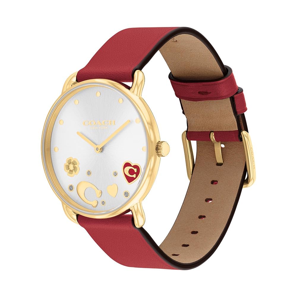 Watch ELLIOT Silver Dial Red Leather Strap 14504520 [Coach][Authorized Import] Women's