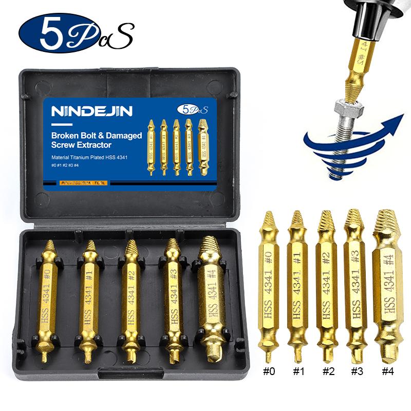 Nindejin 4/5/6Pcs Damaged Screw Extractor Drill Bit Extractor Drill Set Broken Speed Out Bolt Extractor Bolt Stud Remover Tool