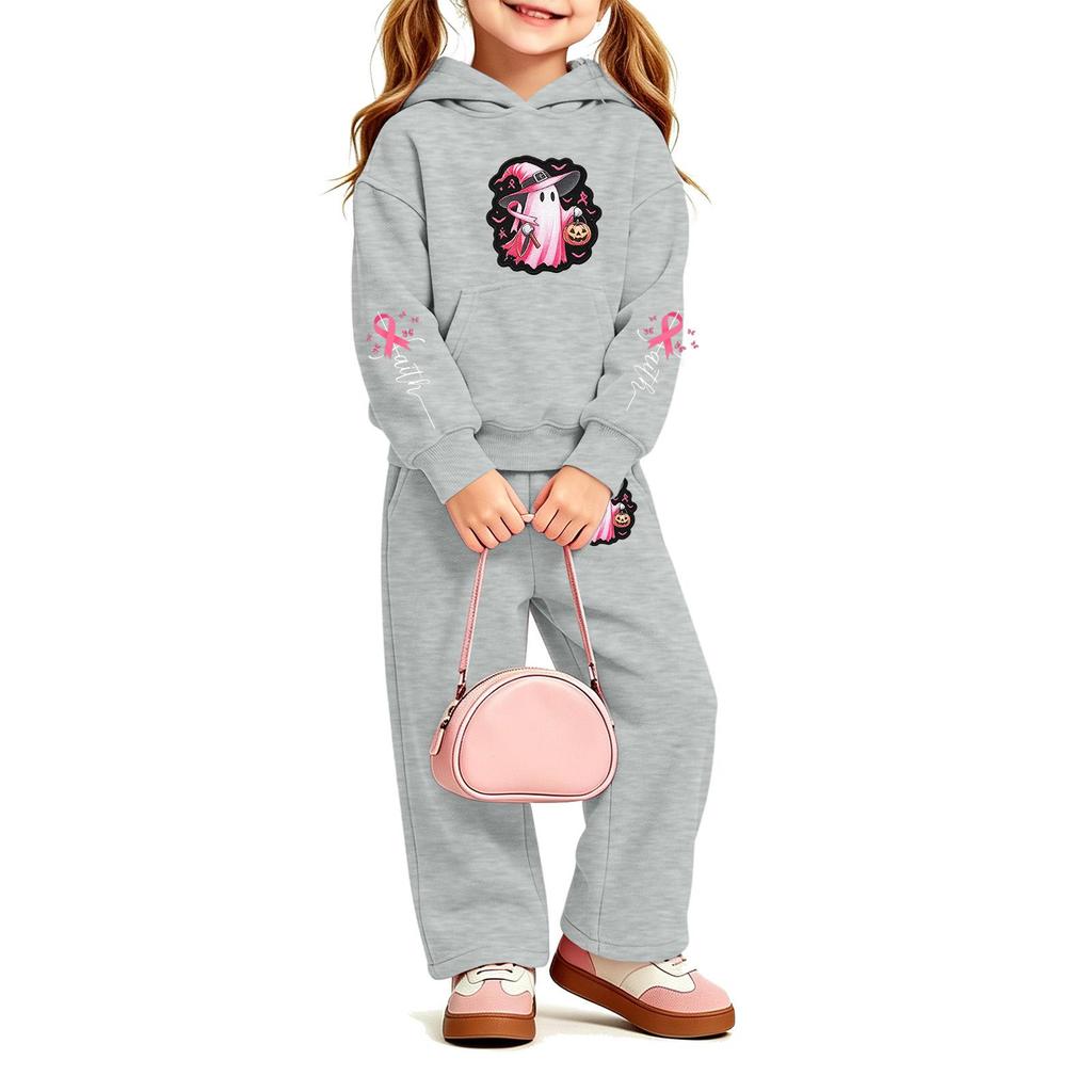 Girls' Print Hoodie and Sweatpants Set, 2-Piece Outfit for Casual Wear