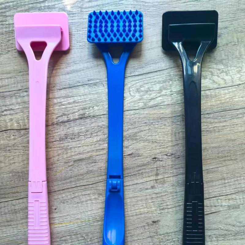 Extendable Collapsible Back Massage Multipurpose Body Scratcher For Humans Pets Gentle Bristles Ergonomic Handle