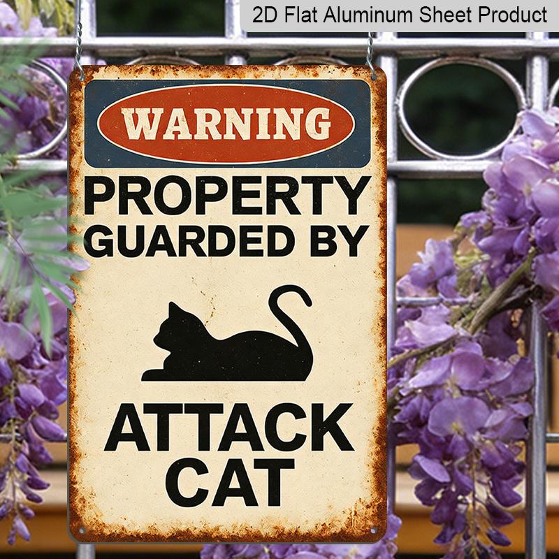 2D Flach, 1 Stück Vorsicht vor der schwarzen Katze Aluminium Kunstschild, Perfekt für Eine Lustige Wanddekoration für Außenbereiche, Wohnzimmer, Schlafzimmer, Badezimmer, Zuhause