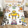 Jongens Cartoon Robot Raket Dekbedovertrek King Queen Maat, Kinder Ruimteschip Beddengoed Set Sterrenstelsel Universum Planeet Dekbedovertrek