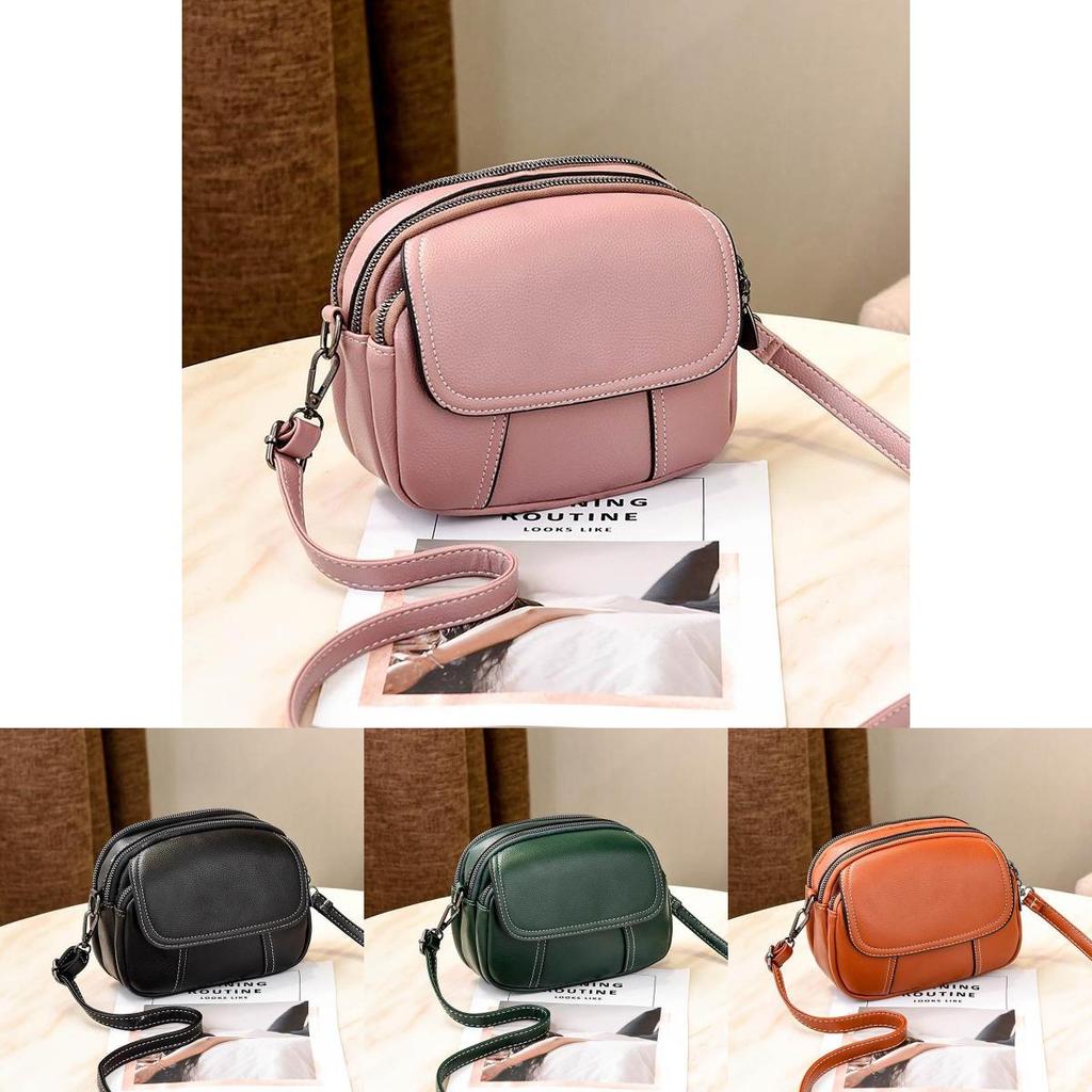 2023 New Pure Color Small Bag Soft Leather Women's Bag Fashion Casual Crossbody Bag