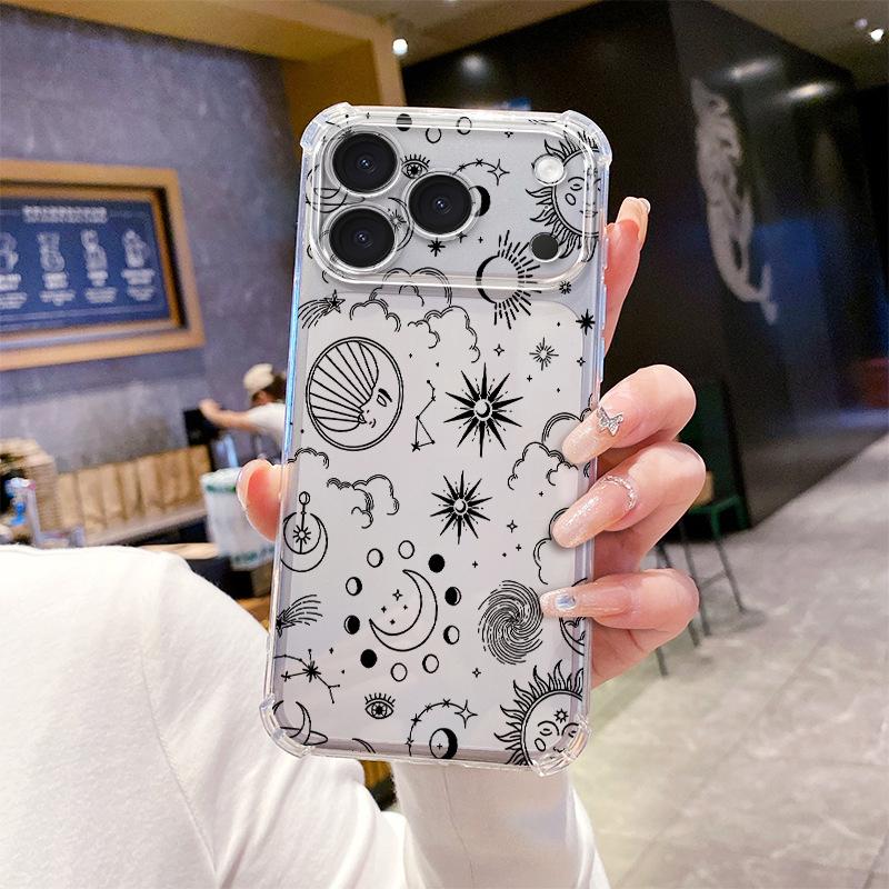 Factory Ins Wind Mysterious Starry Sky Sun Moon UV Painted Apple 15/16promax Phone Case