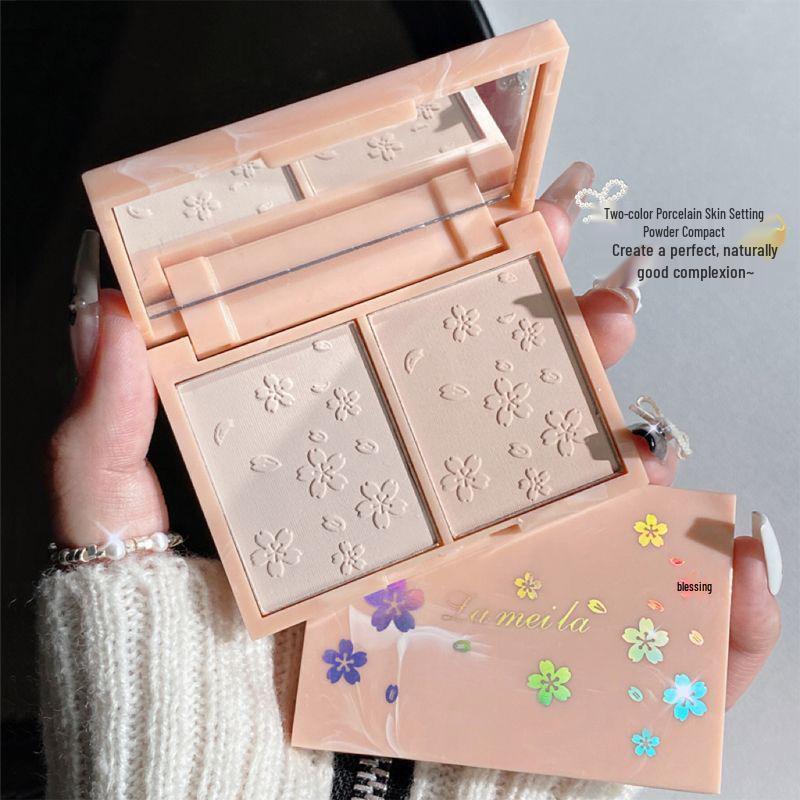 Dual-Color Oil-Control Translucent Pressed Powder: Long-Lasting, Breathable, Refreshing, Setting, Concealer & Contour Foundation.