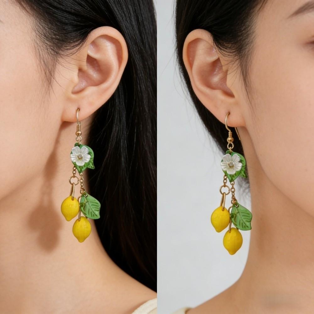 Acrylic Dangle Earrings Flower Fruit Hooks Earring Fashion Lemon Shaped Necklace Summer