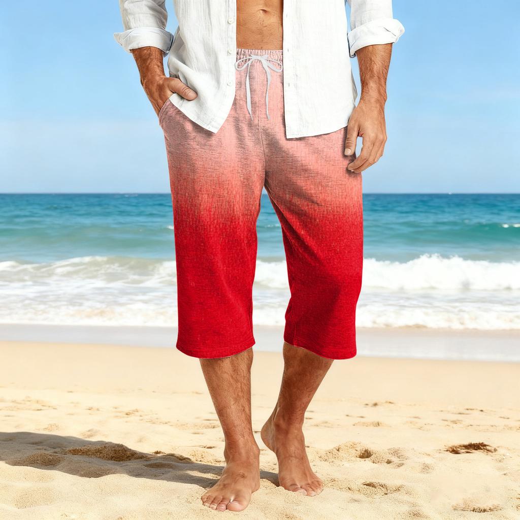 Men's Casual Drawstring Cropped Shorts