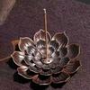 1Pcalloy Incense Burner Stick Holder Buddhism Lotus Line Incense Plate Sandalwood Coil Base Temples Yoga Studios Home Decoration