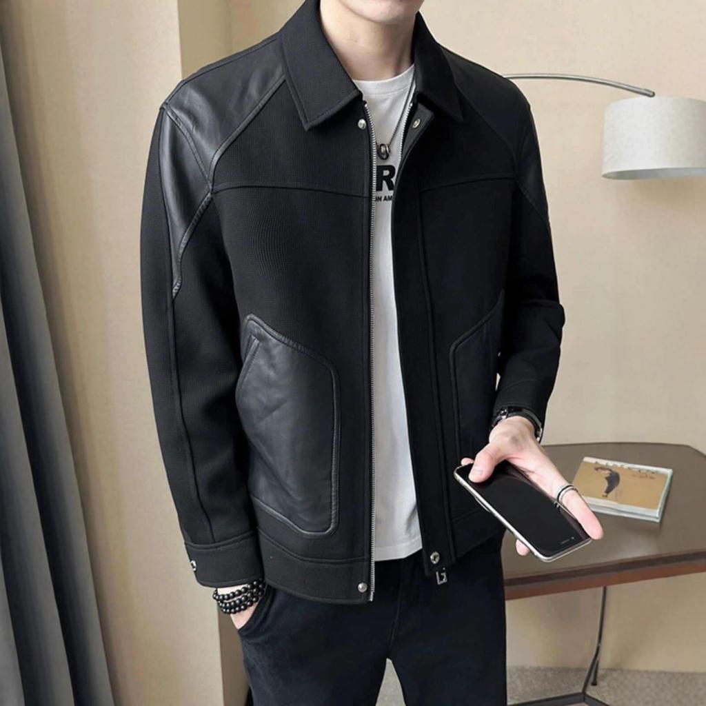 Ruffian Handsome Splicing Jacket Jacket Men's Trendy Brand Lapel On Clothes Spring, Autumn and Winter 2025 New Models