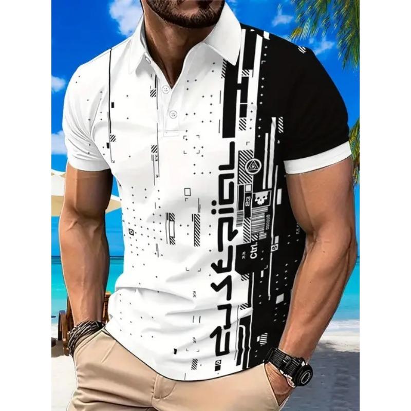 Summer New Casual Men's 3D High-quality Short Sleeved Button Polo Shirt