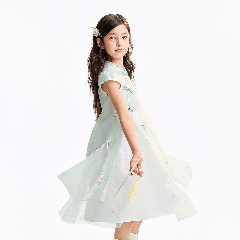 Annil Girls' Floral Short-Sleeved Princess A-Line Dress