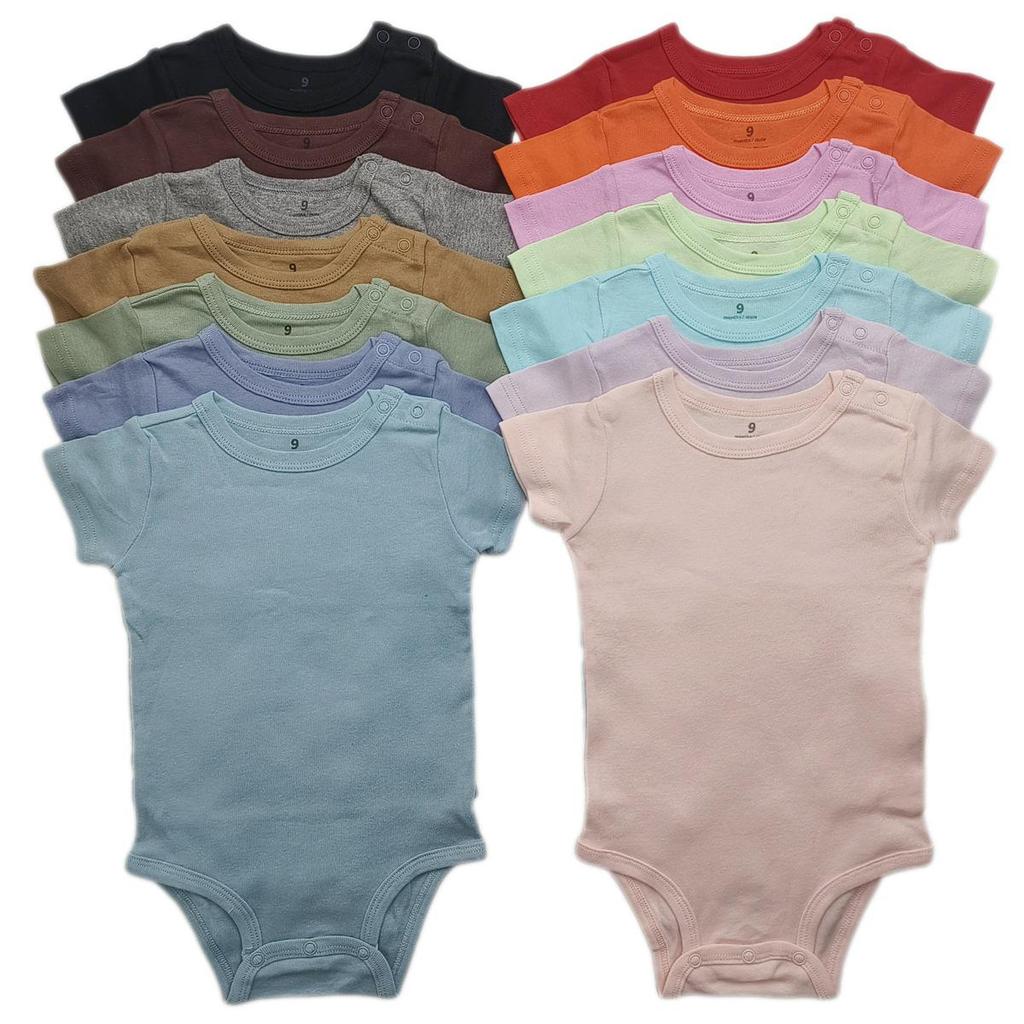 Baby Shoulder Snap Ribbed Cotton Bodysuit - Short Sleeve One-Piece Romper for Boys & Toddlers