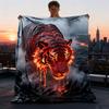 1pc Lava Tiger Print Outdoor Blanket - Lightweight Flannel Throw For Travel, Camping, Livingroom, Couch, Chair Yy251114227