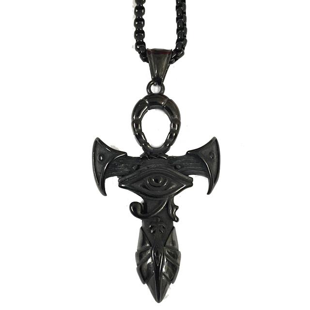 Stal nierdzewna Wisiorek z Okiem Horusa Naszyjnik Vintage Egipski Amulet Runa Biżuteria Męska Prezent Akcesorium Faraona