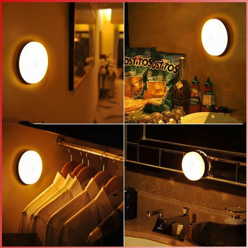 Lamp Night Light Usb Rechargeable Stick-On Sensor Light Wireless Cabinet Counter 6W Led Round Motion-Sensor Light