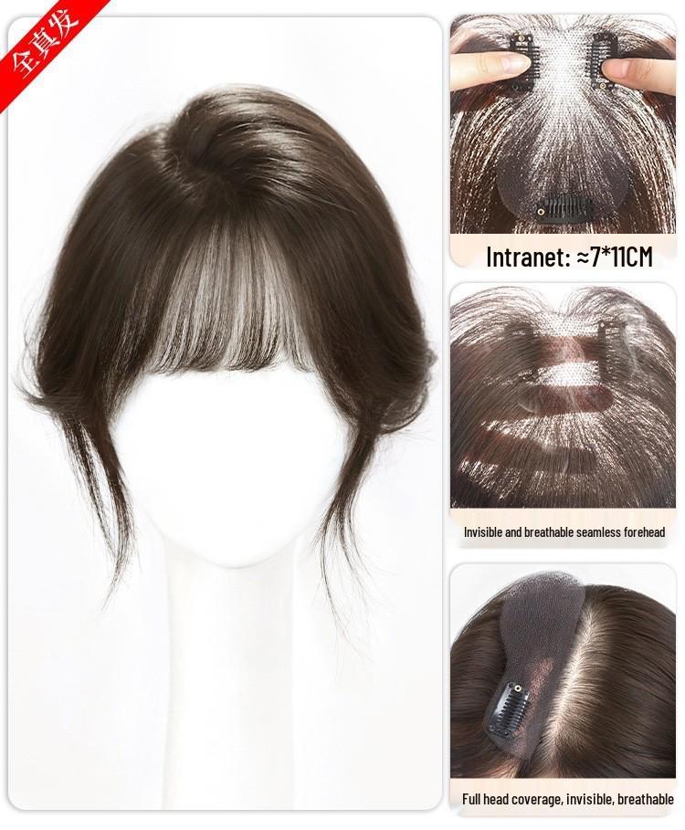 Parrucca con frangia senza bordi BareFeel: Ciocca Top Clip-In Invisibile, Estensione Capelli Veri, Aumenta Volume, Soffice & Sottile per Donne