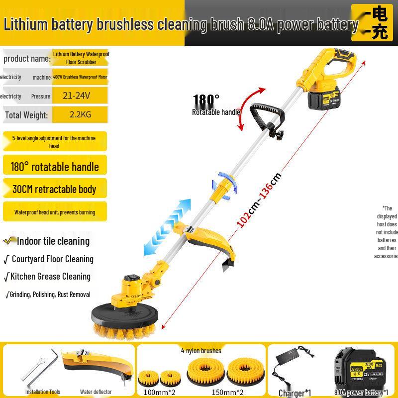 Electric Outdoor Courtyard Floor Scrubber: High-Power, Multi-Functional Cleaning Brush