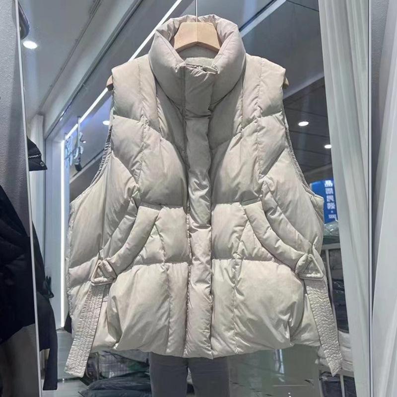 

Autumn Winter Plus Size Women s Down Padded Vest Coat Elegant Warm Waistcoat Jacket Fashion Overwear XXS білий