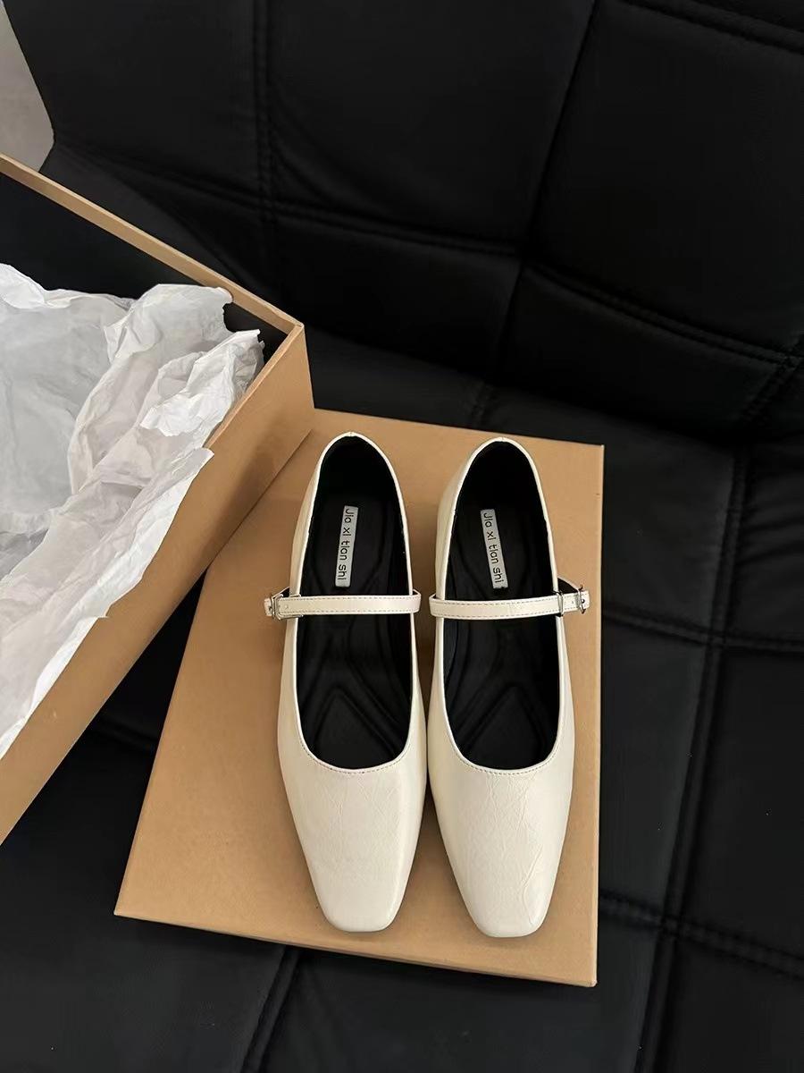 

Coarse heel silver Mary Jane single shoes spring and summer 2025 new square head French spring with skirt evening shoes 35