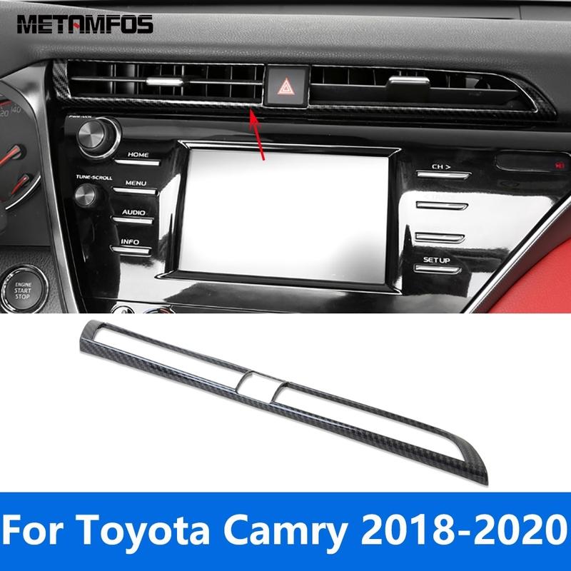 For Toyota Camry 2018   Carbon Fiber Center Console Air Condition Vent Outlet Cover Molding Trim Interior Accessories