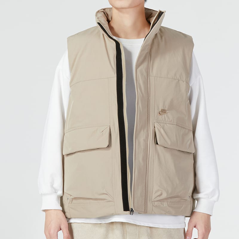 Nike Vests Men's Khaki Stand Collar Moderate Workwear DQ4305-247