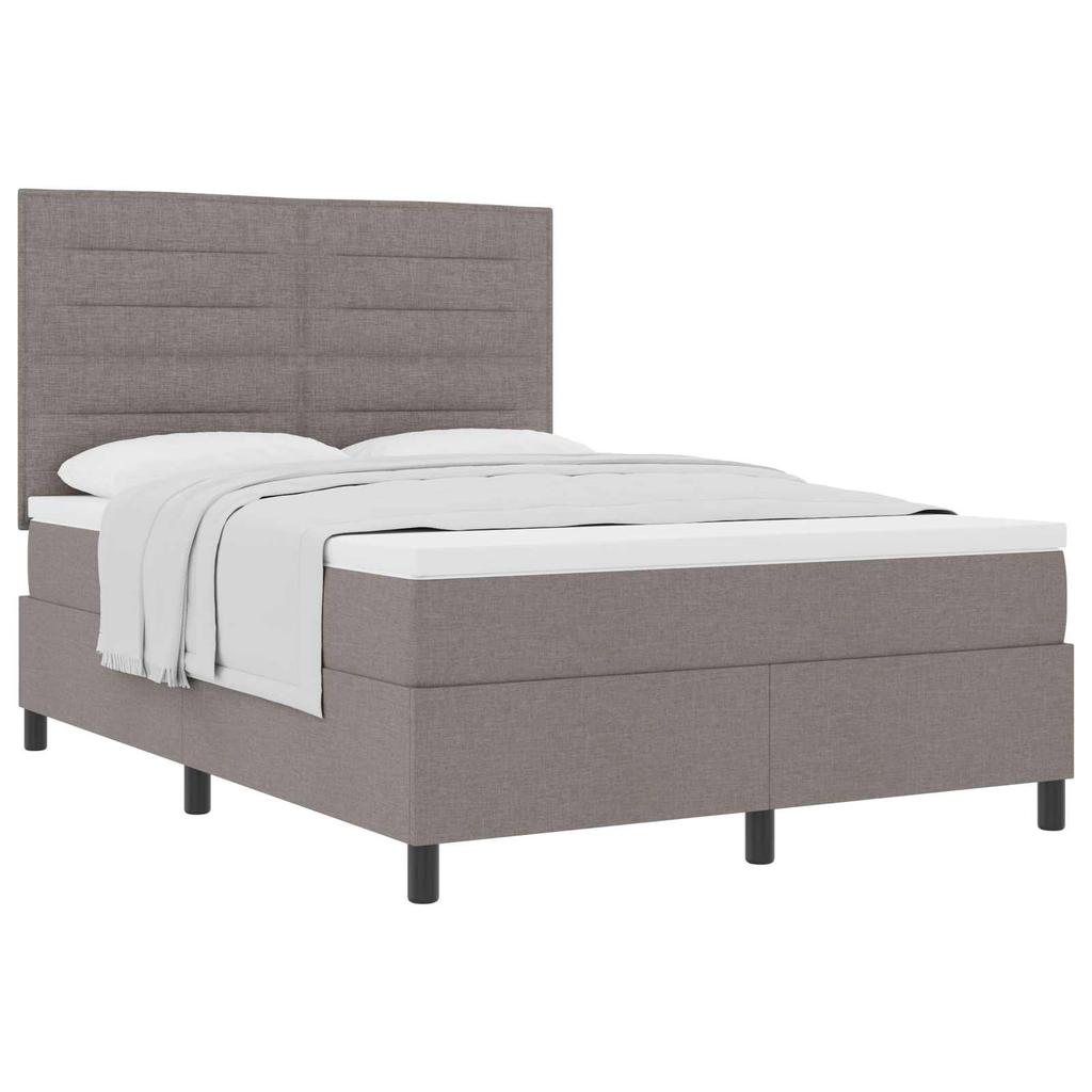 Box Spring Bed with Headboard Taupe 160 X 200 Cm Fabric