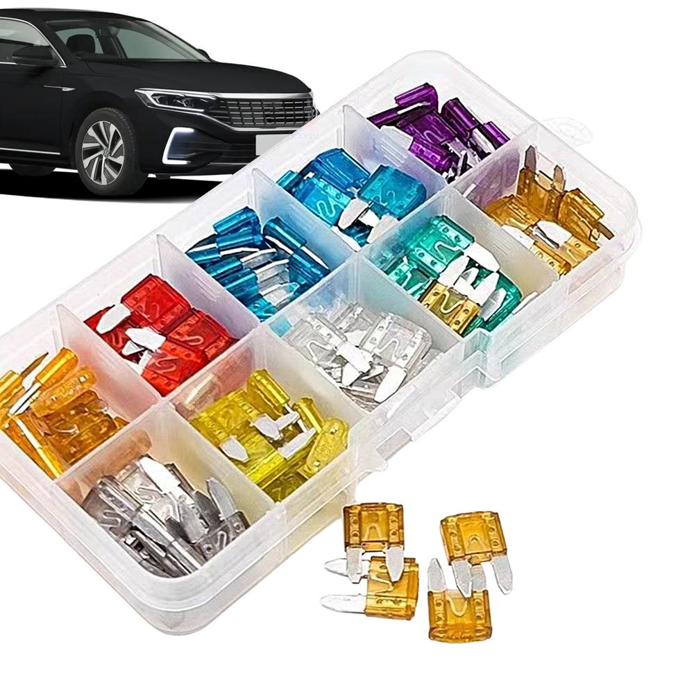 Автомобильные предохранители 100 шт. Грузовые предохранители Автомобильные запасные предохранители Низкопрофильные предохранители для автомобиля, фургона, грузовика, мотоцикла