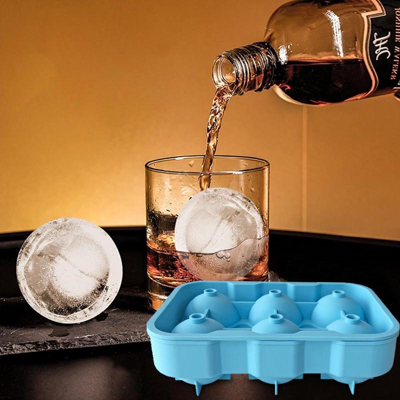 4/6 cavity silicone ice hockey tray, reusable round ice cube mold, perfect tool for frozen cocktails in kitchen bars