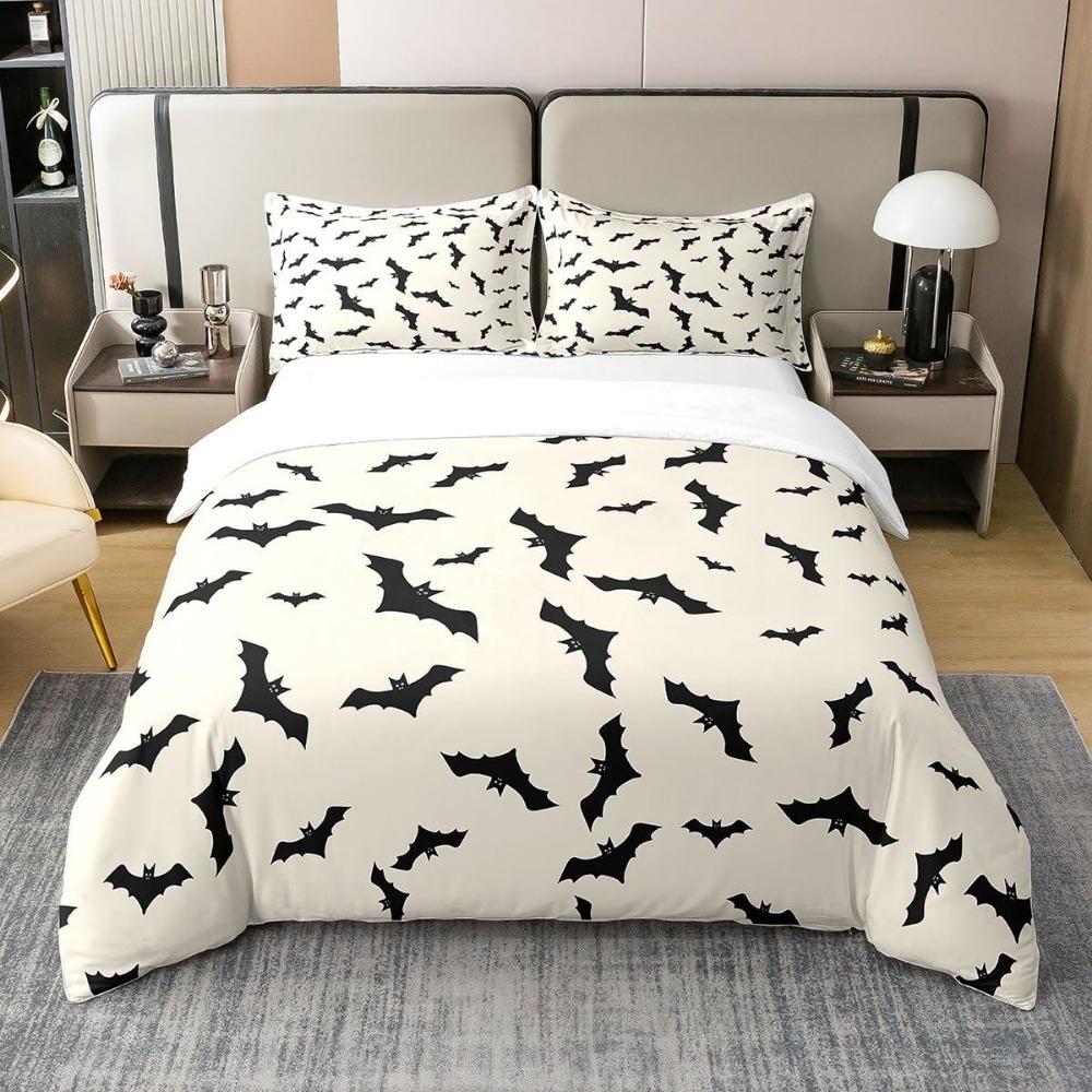 

Bats Black Duvet Cover for Youth, Halloween Party Theme Comforter Cover,Microfibre Bedding Sets, Children s Bed Linen 90x200cm