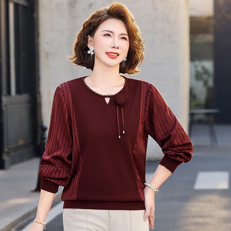 Spring Floral Chiffon Casual Shirt for Middle-Aged & Elderly Women