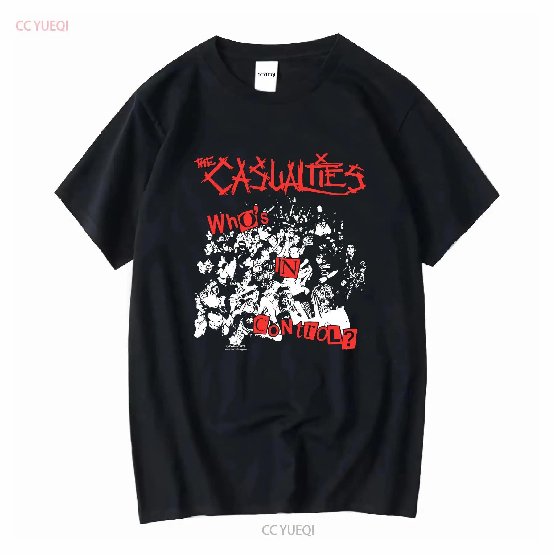 The Casualties Whos In Control Short Sleeve Black Shirt Men Women KTV9788 Vintage Washed Slightly Unisex Casual S разноцветный
