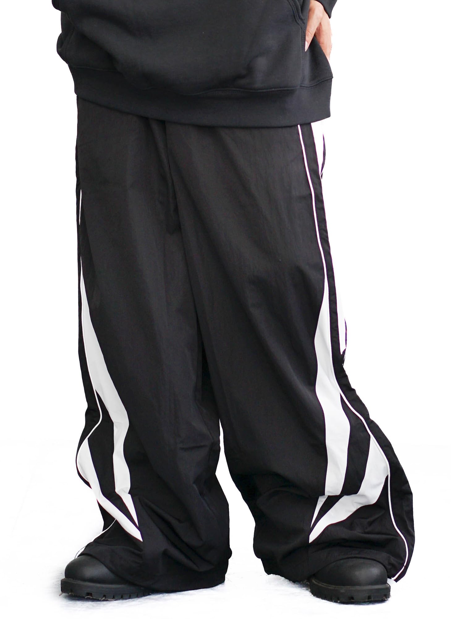 DAWN.OF.PROOF DOP Мужские спортивные брюки, Водоотталкивающие, из джерси и нейлона, Легкие брюки с боковыми полосами, Черный, Размер M