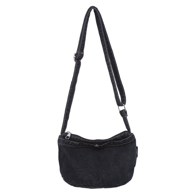 Women Denim Crossbody Bag In Street Trend Style With Soft Structure And Zipper Closure