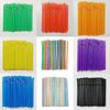 Food Grade Colored Flexible Plastic Drinking Straws For Juice And Milk Tea 100 Pack
