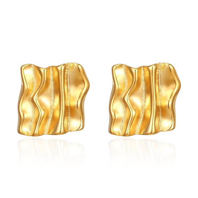 

Универсальные плиссированные серьги из нержавеющей стали 18 карат, женские трендовые легкие роскошные персонализированные серьги высокого класса