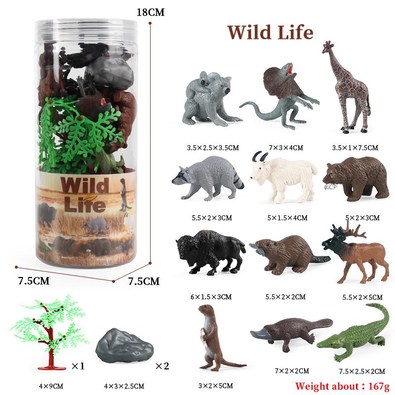 Oenux Miniature Animals Set Wild Sealife Farm Dinosaur Brinquedo Figurine Model Action Figures Zoo Cute Education Kids Toy Gift