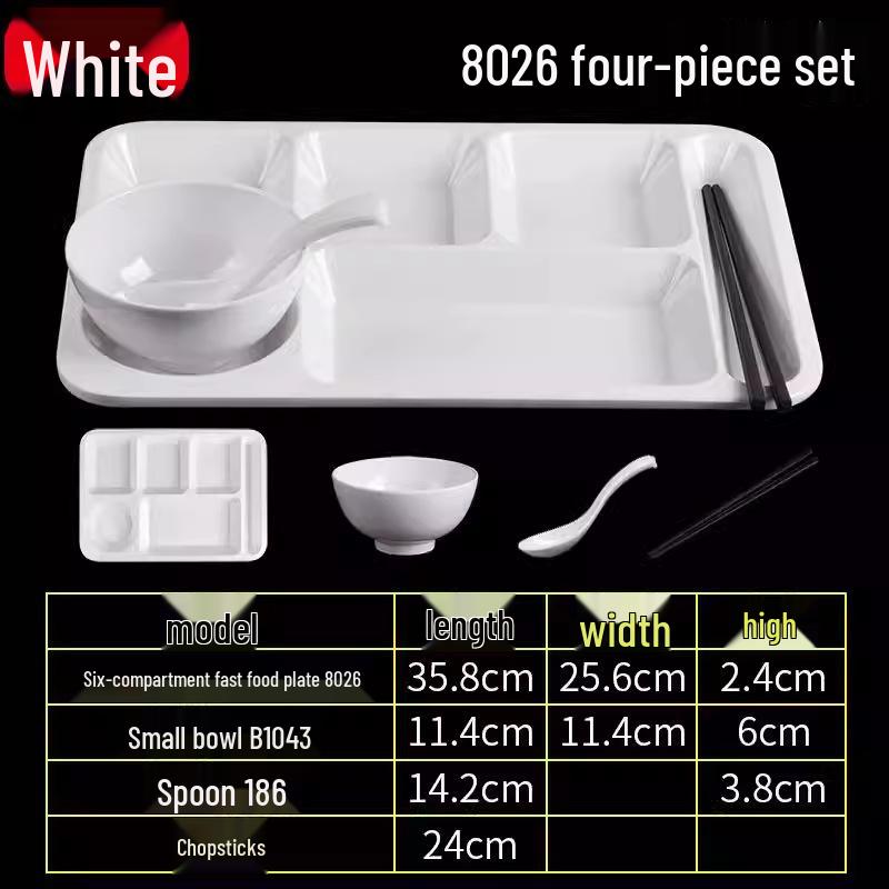 Melamine Tableware: 3, 4, and 6-Compartment Plates and Bowls for School Cafeterias
